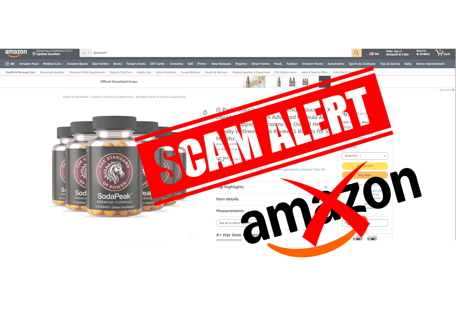 Example of unauthorized fake celebrity endorsement ad — not affiliated with Sodapeak